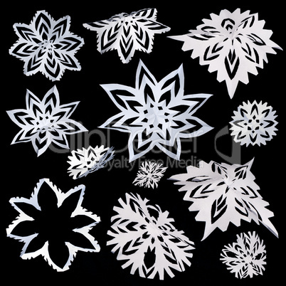 set of isolated snowflakes