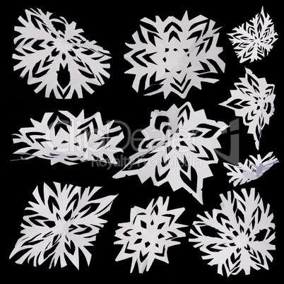 set of isolated snowflakes