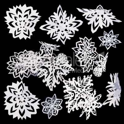 set of isolated snowflakes