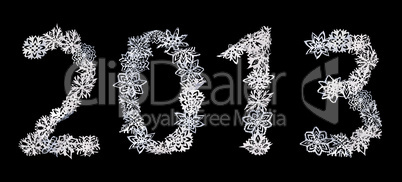 the number 2013 made of snowflakes