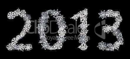 the number 2013 made of snowflakes