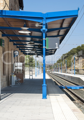 railway station and railroad rails