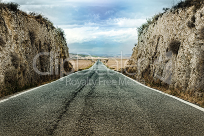 old dramatic asphalt road