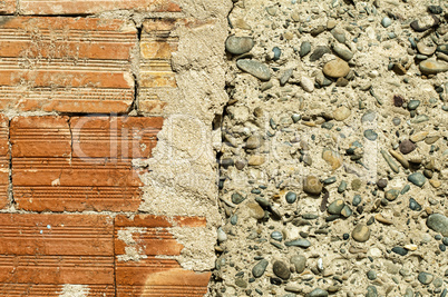 wall of bricks and stones