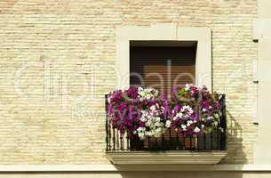 classic balcony with flowers