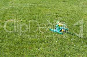 lawn sprinkler over green grass