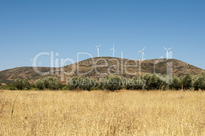 wind generators on the top of the mountain