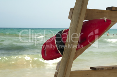 red buoy for a lifeguard to save people