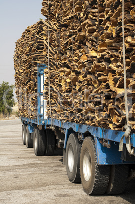 pieces of cork bark. loaded on truck
