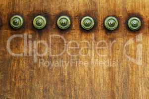 ornaments on a wooden door