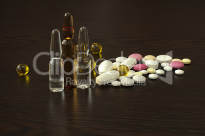 pile drugs on table