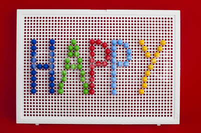 text happy on child mosaic