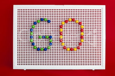 go text.colorful letters on mosaic.