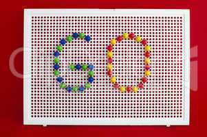 go text.colorful letters on mosaic.