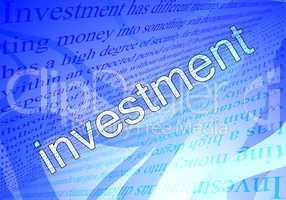 text investment and blue background