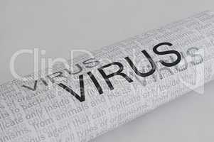 typed text virus on paper