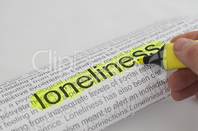 typed text loneliness on paper