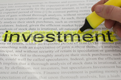 typed text investment yellow marked