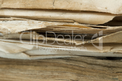 old worn paper sheets of book