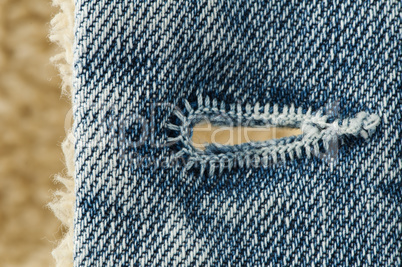 buttonhole of jeans cloth