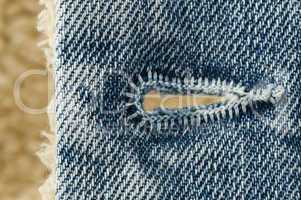 buttonhole of jeans cloth