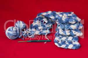 Ball of yarn and knitting skewers