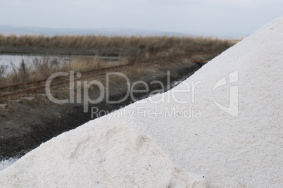Pile white salt and seawater