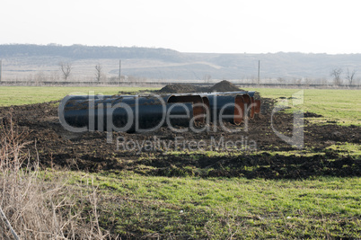 Old metal pipes dismantled for scrap