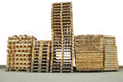 Stacks of New wooden pallets