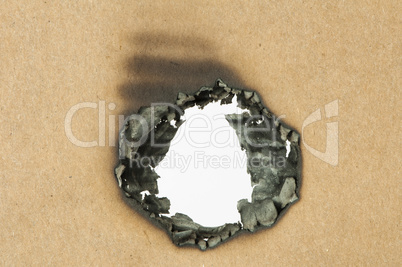 Burned paper and hole