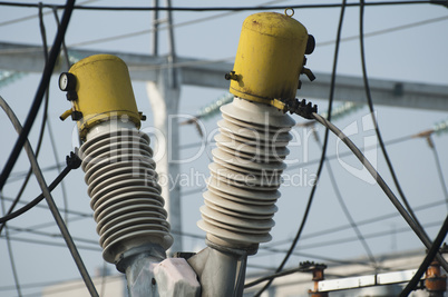 High-voltage wires and transformers