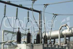 High-voltage wires and transformers