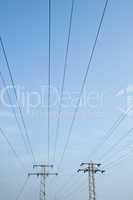 High voltage poles and wires