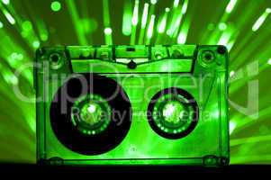 Transparent Cassette tape disco lights background