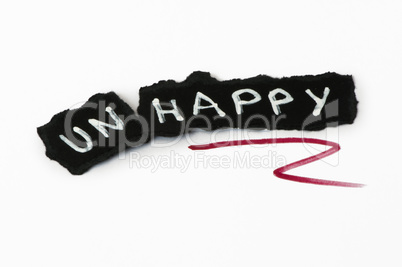 Happy text over black paper