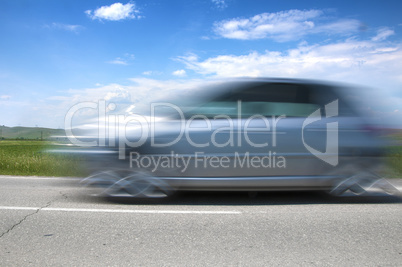 High speed blurred car