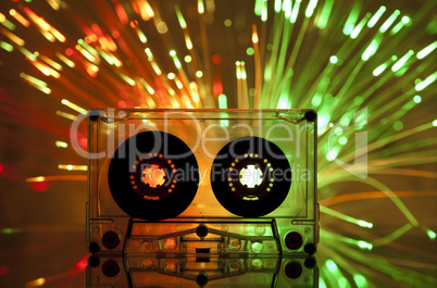 Cassette tape and multicolored lights