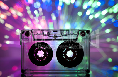 Cassette tape and multicolored lights