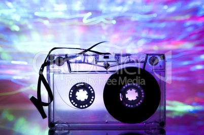 Cassette tape and multicolored lights