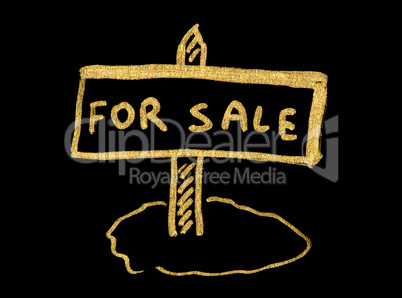 For sale gold color text