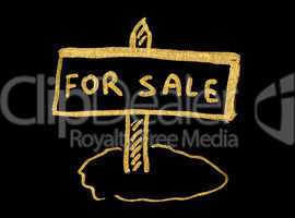 For sale gold color text