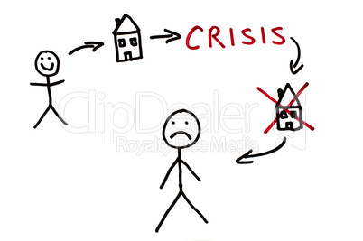 Real estate and crisis conception illustration