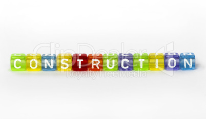 Text construction on colorful wooden cubes