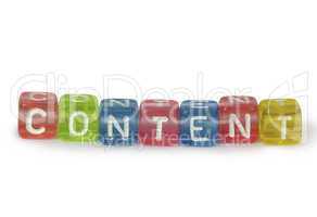 Text Content on colorful wooden cubes