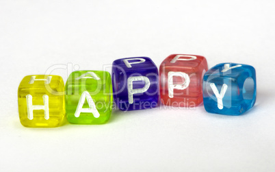 Text happy of colorful cubes