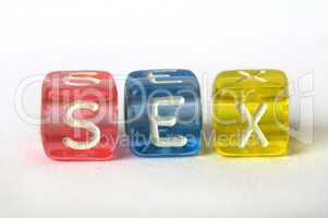 Text Sex on colorful cubes