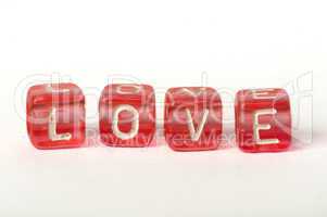 Text Love on colorful cubes