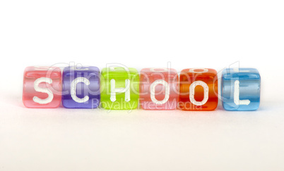 Text School on colorful cubes