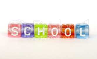 Text School on colorful cubes