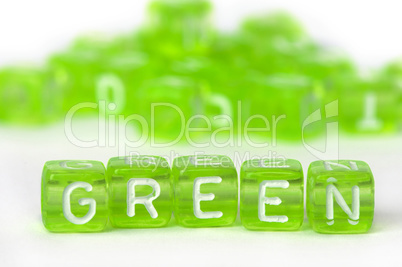 Text Green on colorful cubes